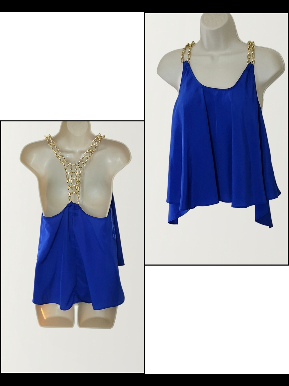 Xtaren Women’s Royal Blue Sleeveless Chain Halter Top Size S